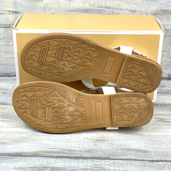 Michael Michael Kors White Thong Sandal “Sumac” Ankle Strap Rose Gold In Box 4M - Picture 15 of 16
